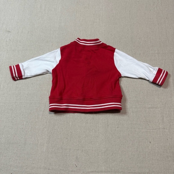 Baby Bucee's Red White Striped Varsity Jacket Size 3-6 Months Cotton Blend - Picture 2 of 3